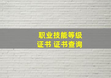 职业技能等级证书 证书查询